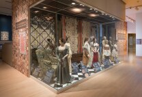 Installation view of Printed Fashions: Textiles for Clothing and Home