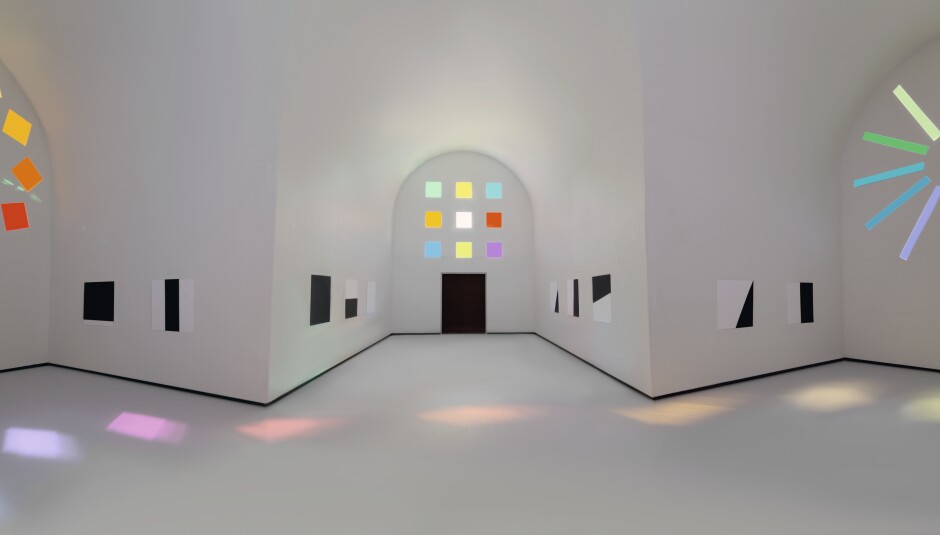 A RENDERING OF THE INTERIOR OF ELLSWORTH KELLY’S AUSTIN, 2015. COURTESY BLANTON MUSEUM OF ART.