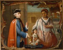 José de Páez (New Spain, 1720 – 1790), Mexican Castes (Castas mexicanas), (15 total), ca. 1780, “1. De Español, e India, produce mestizo”, 18th century, Oil on canvas; 36 x 41 in. (91 x 104.5 cm), Private Collection. Photography by Minerva Morales. José de Páez (New Spain, 1720 – 1790), Mexican Castes (Castas mexicanas), (15 total), ca. 1780, “1. De Español, e India, produce mestizo”, 18th century, Oil on canvas; 36 x 41 in. (91 x 104.5 cm), Private Collection. Photography by Minerva Morales.