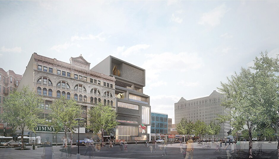 Rendering of the exterior view of the new building of Studio Museum Harlem